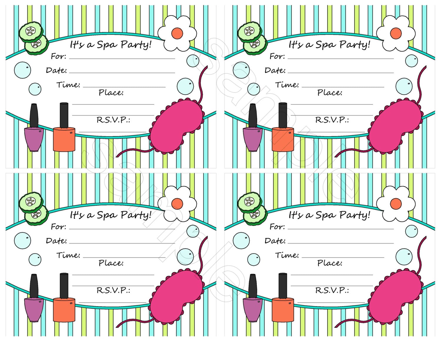 Spa Birthday Party Invitations Printables â Houston Hospitality